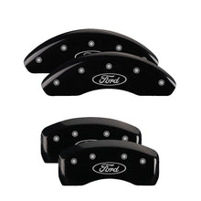 Load image into Gallery viewer, MGP 4 Caliper Covers Engraved Front &amp; Rear Oval logo/Ford Black finish silver ch - GTR Auto