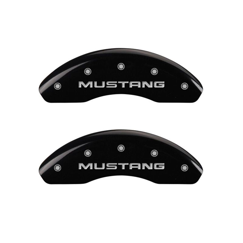 MGP 4 Caliper Covers Engraved Front Mustang Engraved Rear SN95/GT Black finish silver ch - GTR Auto
