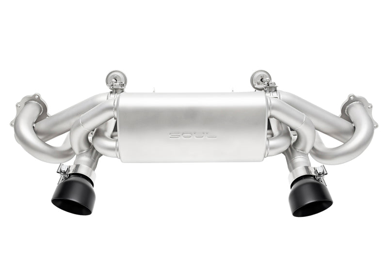 SOUL 2020+ Porsche 718 GT4 / Spyder / GTS 4.0L Valved Exhaust - Ceramic Black Slash Tips - No VC