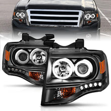 Load image into Gallery viewer, ANZO 2007-2014 Ford Expedition Projector Headlights w/ Halo Black - GTR Auto