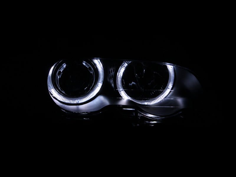ANZO 2000-2003 BMW 3 Series E46 Projector Headlights w/ Halo Black - GTR Auto