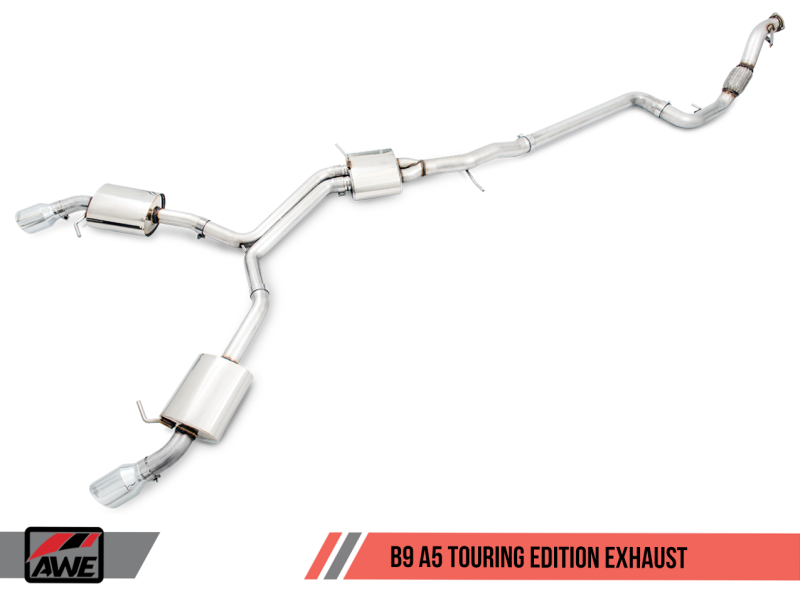 AWE Tuning Audi B9 A5 Touring Edition Exhaust Dual Outlet - Diamond Black Tips (Includes DP) - GTR Auto