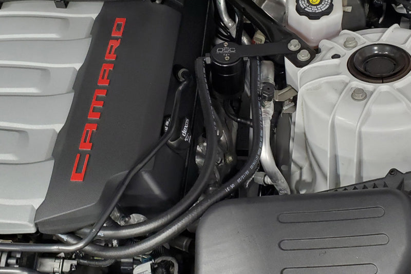 J&amp;L 16-24 Chevrolet Camaro LT1 6.2L Driver Side Oil Separator 3.0 - Black Anodized - GTR Auto