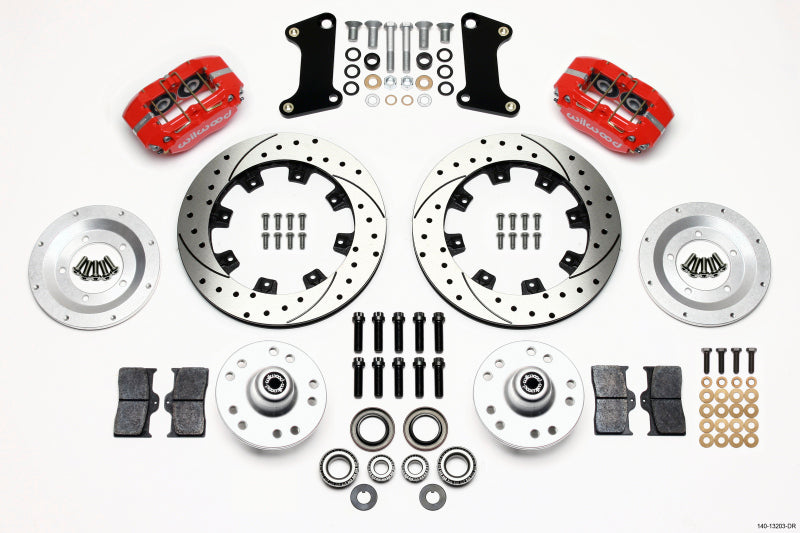 Wilwood Dynapro Dust-Boot Front Kit 12.19in Drilled Red 67-69 Camaro 64-72 Nova Chevelle - GTR Auto