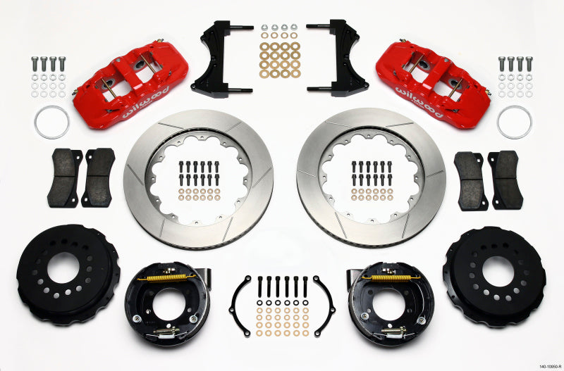 Wilwood AERO4 Rear P-Brake Kit 14.00in Red 2005-2014 Mustang - GTR Auto
