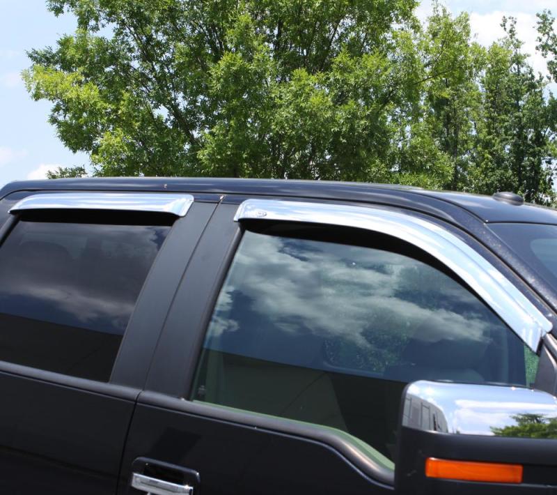 AVS 15-18 Chevy Silverado 2500 Crew Cab Ventvisor Front & Rear Window Deflectors 4pc - Chrome - GTR Auto