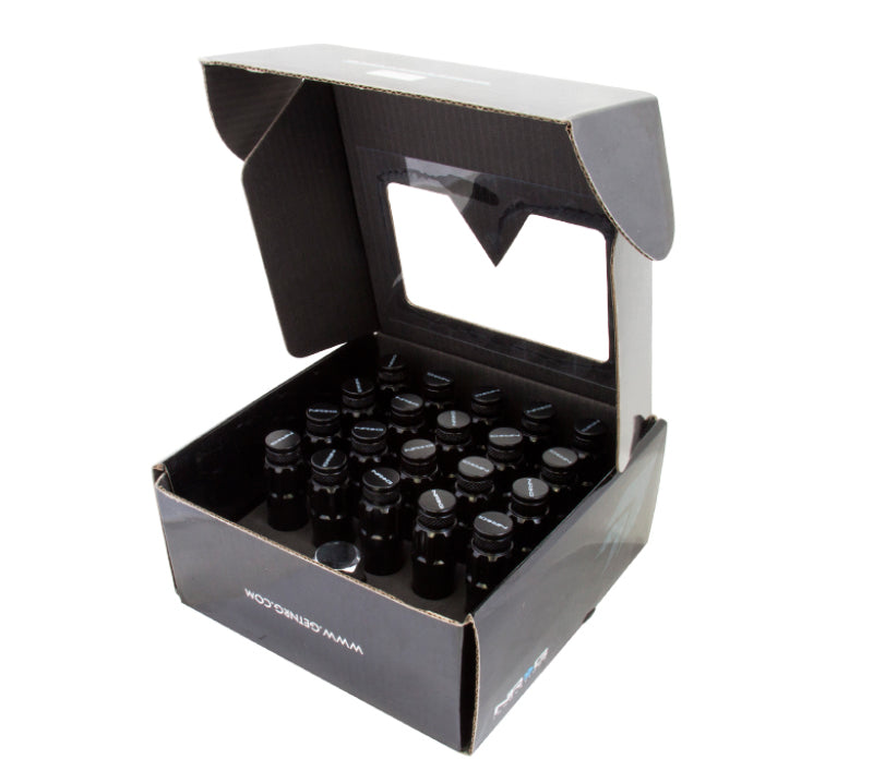 NRG 700 Series M12 X 1.5 Steel Lug Nut w/Dust Cap Cover Set 21 Pc w/Locks & Lock Socket - Black LN-LS700BK-21