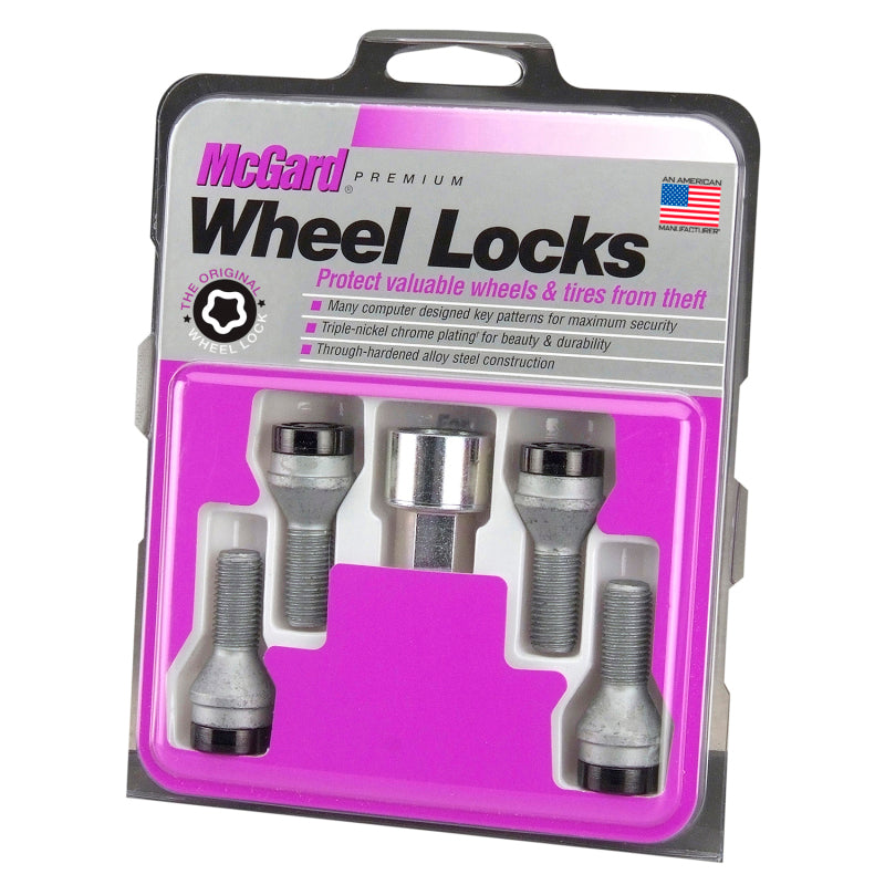 McGard Wheel Lock Bolt Set - 4pk. (Cone Seat) M14X1.25 / 17mm Hex / 27.3mm Shank Length - Black - GTR Auto