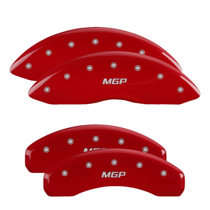 MGP 4 Caliper Covers Engraved Front & Rear MGP Red finish silver ch - GTR Auto
