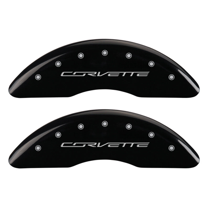 MGP 4 Caliper Covers Engraved Front & Rear C7/Corvette Black finish silver ch - GTR Auto
