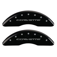 Load image into Gallery viewer, MGP 4 Caliper Covers Engraved Front &amp; Rear C7/Corvette Black finish silver ch - GTR Auto