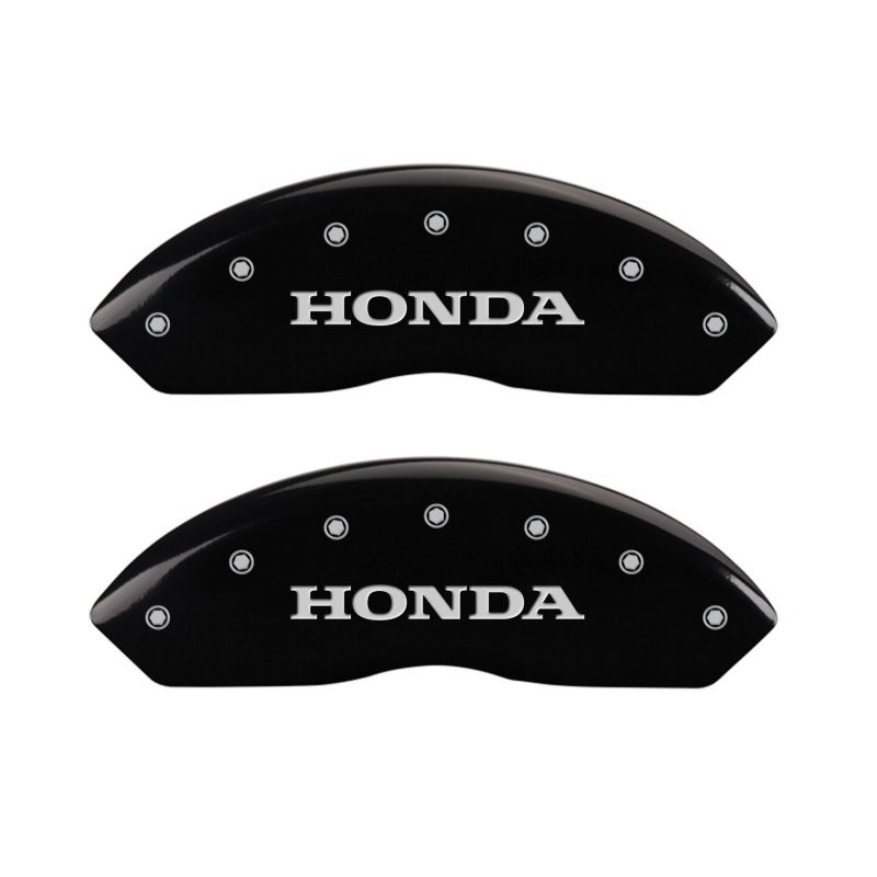 MGP 4 Caliper Covers Engraved Front Honda Engraved Rear H Logo Black finish silver ch - GTR Auto
