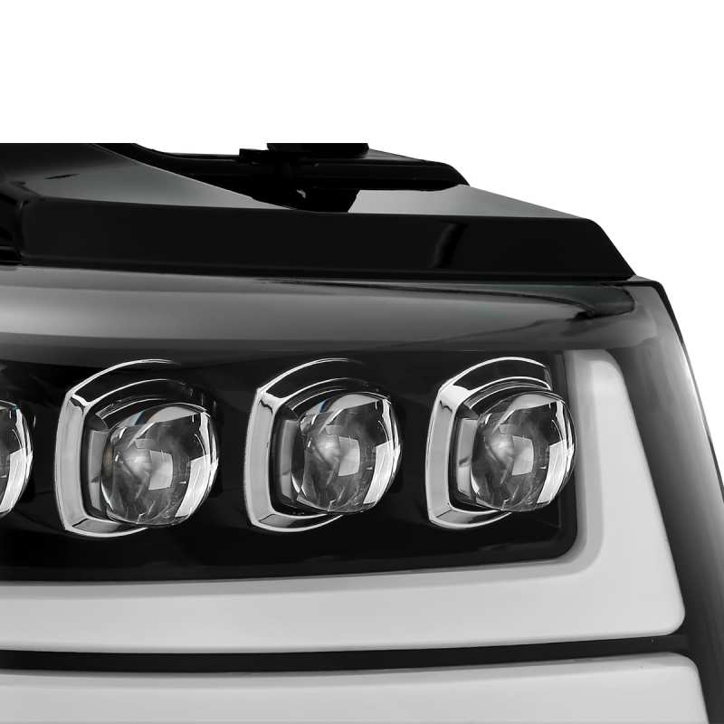 AlphaRex 07-13 Chevy Avalanche NOVA LED Proj Headlights Plank Style Gloss Black w/Activ Light/DRL - GTR Auto