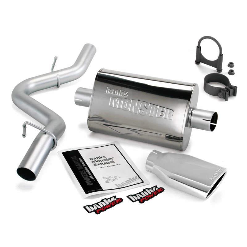 Banks Power 97-99 Jeep 2.5/4.0L Wrangler Slip Fit Cat Monster Exh Sys - SS Single Exh w/ Chrome Tip - GTR Auto