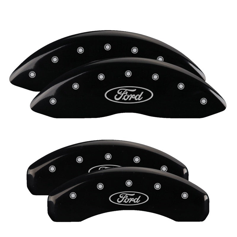 MGP 4 Caliper Covers Engraved Front & Rear Oval logo/Ford Black finish silver ch - GTR Auto