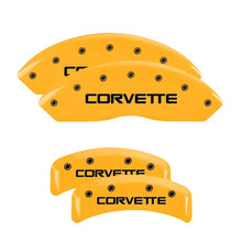 Load image into Gallery viewer, MGP 4 Caliper Covers Engraved F &amp; R C4/Corvette Yellow Finish Black Char 1988 Chevrolet Corvette - GTR Auto