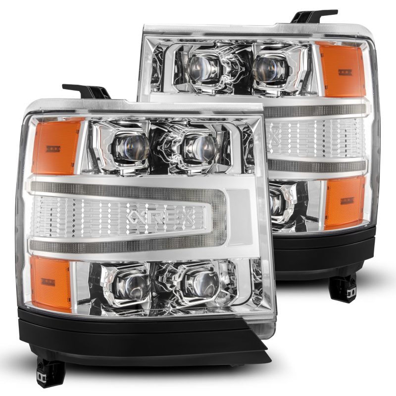 AlphaRex 16-18 Chevy 1500HD NOVA-Series LED Proj Headlights Chrm w/Actv Lgt/SeqSig & DRL(Req 810023) - GTR Auto
