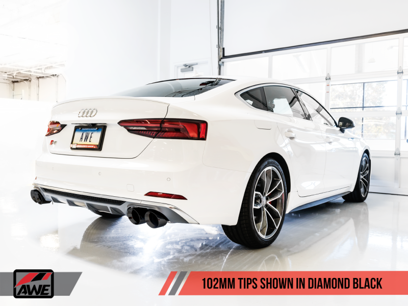 AWE Tuning Audi B9 S5 Sportback SwitchPath Exhaust - Non-Resonated (Black 102mm Tips) - GTR Auto