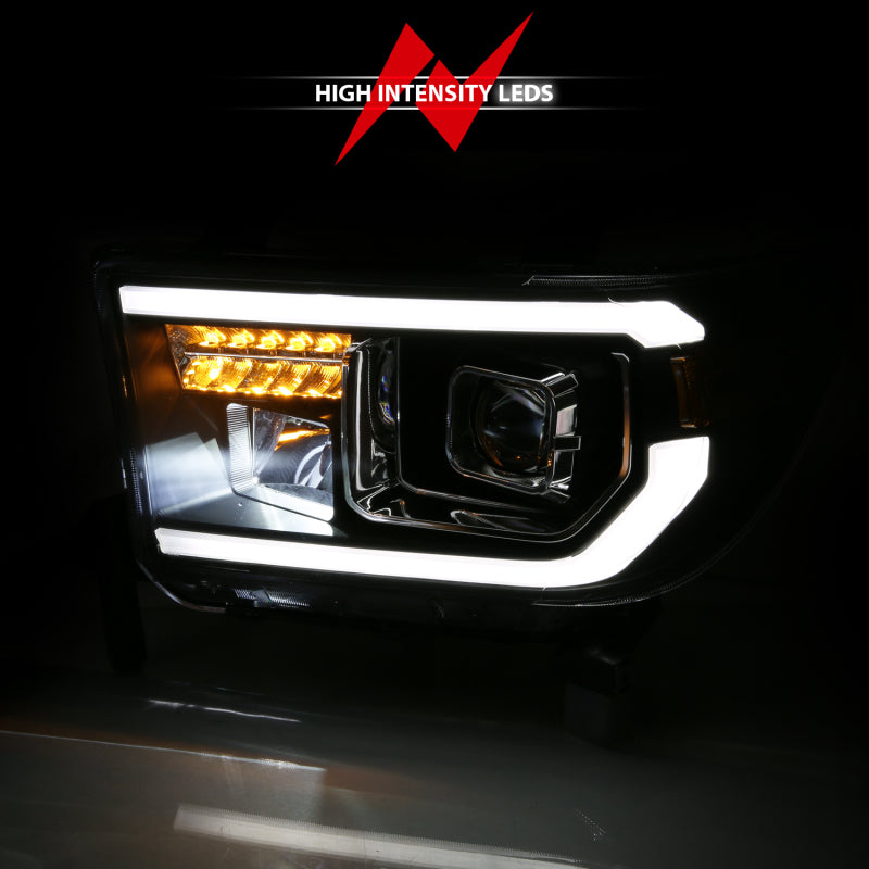 ANZO 2007-2014 Toyota Tundra Projector Light Bar H.L Black Amber(Led High Beam) (Halogen Version) - GTR Auto