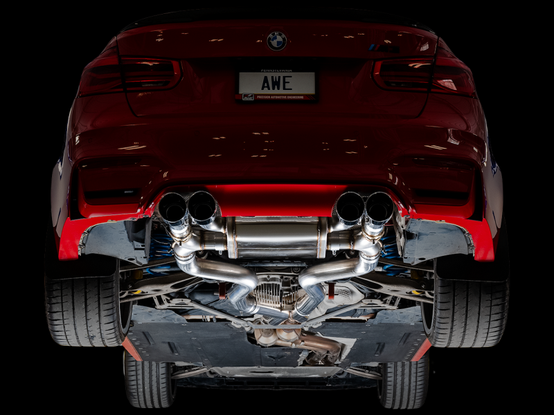 AWE Tuning BMW F8X M3/M4 Track Edition Catback Exhaust - Chrome Silver Tips - GTR Auto