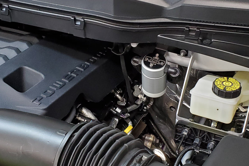 J&amp;L 2021-2025 Ford F-150 3.5L Passenger Side Oil Separator 3.0 - Clear Anodized - GTR Auto