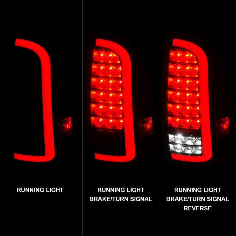 ANZO 05-15 Toyota Tacoma Full LED Tail Lights w/Light Bar Sequential Black Housing Clear Lens - GTR Auto
