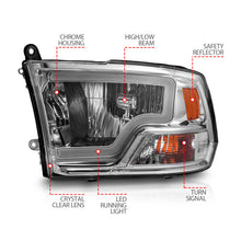 Load image into Gallery viewer, ANZO 2009-2018 Dodge Ram 1500/ 2500/ 3500 Crystal Headlights w/ Light Bar Chrome Housing - GTR Auto