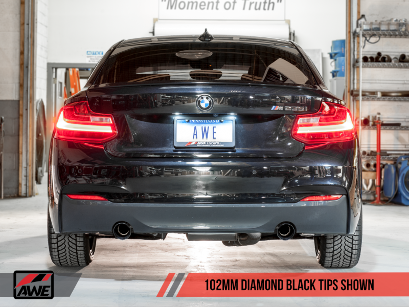 AWE Tuning BMW F22 M235i / M240i Touring Edition Axle-Back Exhaust - Diamond Black Tips (90mm) - GTR Auto