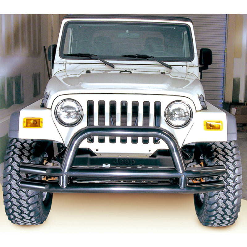 Rugged Ridge 3-In Dbl Tube Front Bumper w/ Hoop 76-06 CJ / Jeep Wrangler - GTR Auto