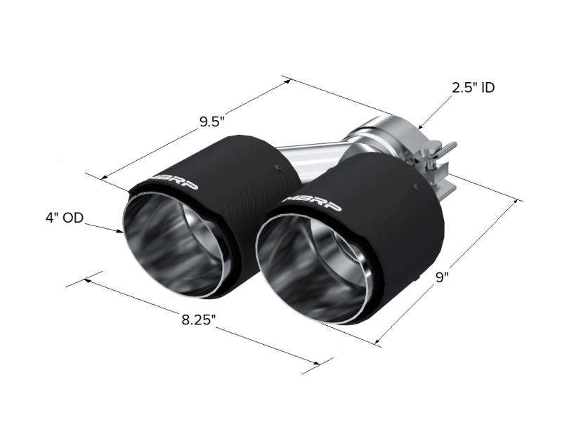 MBRP Universal Carbon Fiber Dual Tip 4in OD/2.5in Inlet PT5177CF