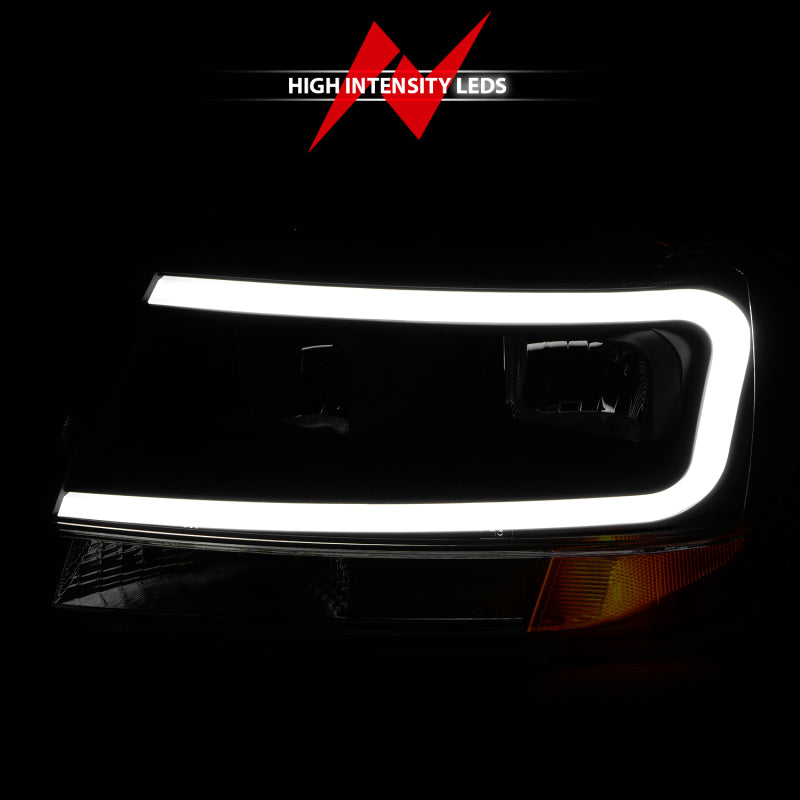 ANZO 99-04 Jeep Grand Cherokee Crystal Headlights - w/ Light Bar Black Housing - GTR Auto