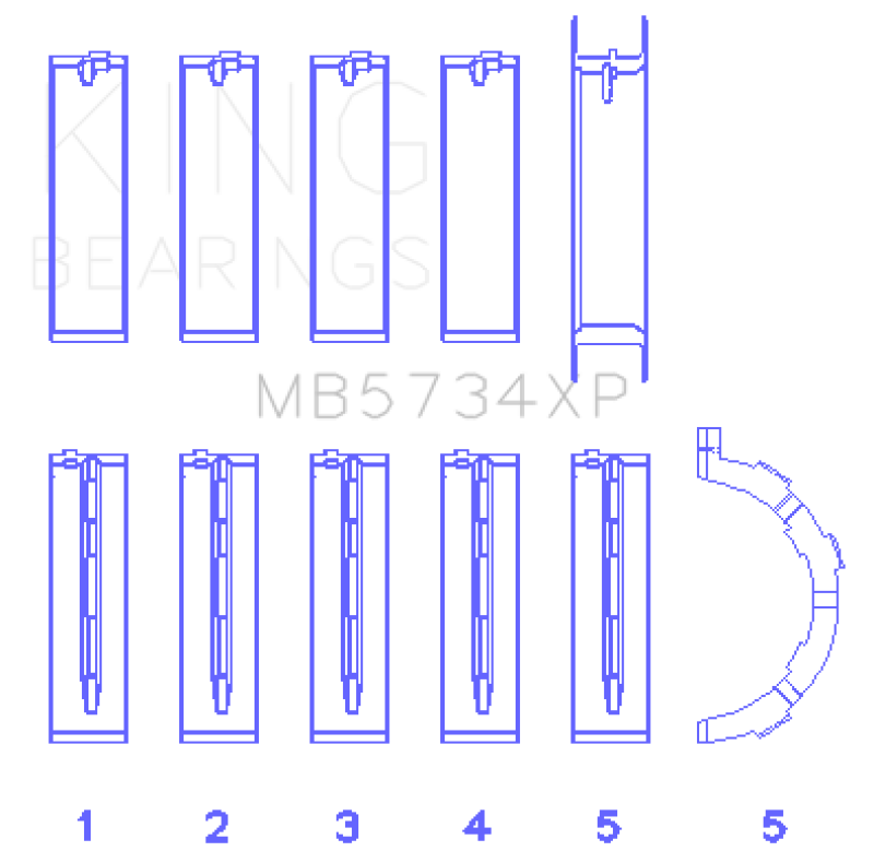 King Engine Bearings Ford Mustang 302 Coyote (Size STDX) Performance Main Bearing Set