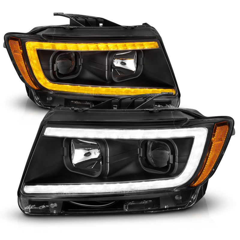 ANZO 11-13 Jeep Grand Cherokee (Factory Halogen Only) Projector Headlights w/Light Bar Swtchbk Black - GTR Auto