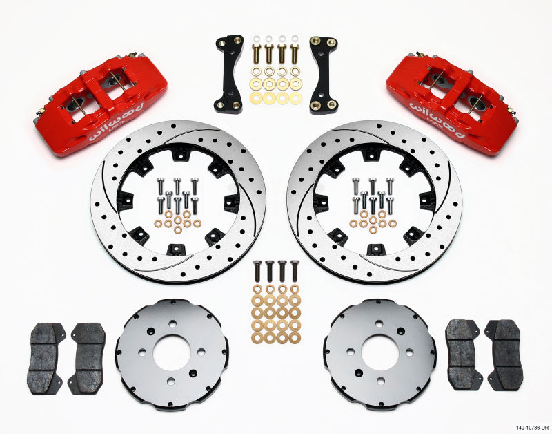 Wilwood Dynapro 6 Front Hat Kit 12.19in Drilled Red 90-99 Civic w/240 mm Disc - GTR Auto