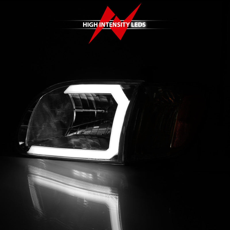 ANZO 00-04 Toyota Tundra (Reg/Acc Cab Only) Crystal Headlights w/Lgt Bar Chrome w/Corner Lights 2pc - GTR Auto