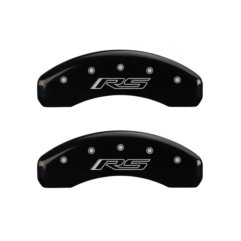 MGP 4 Caliper Covers Engraved Front Gen 5/Camaro Engraved Rear Gen 5/RS Black finish silver ch - GTR Auto