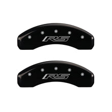 Load image into Gallery viewer, MGP 4 Caliper Covers Engraved Front Gen 5/Camaro Engraved Rear Gen 5/RS Black finish silver ch - GTR Auto