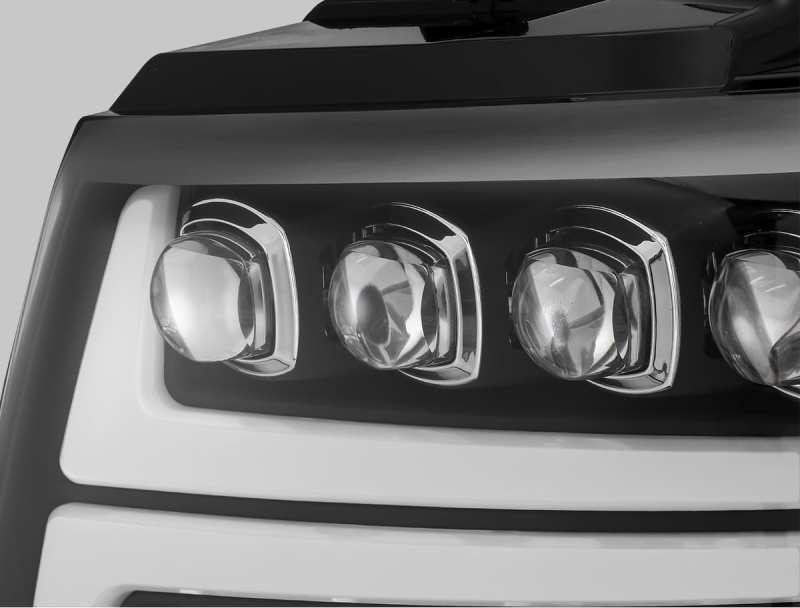 AlphaRex 07-13 Chevy Avalanche NOVA LED Proj Headlights Plank Style Matte Black w/Activ Light/DRL - GTR Auto