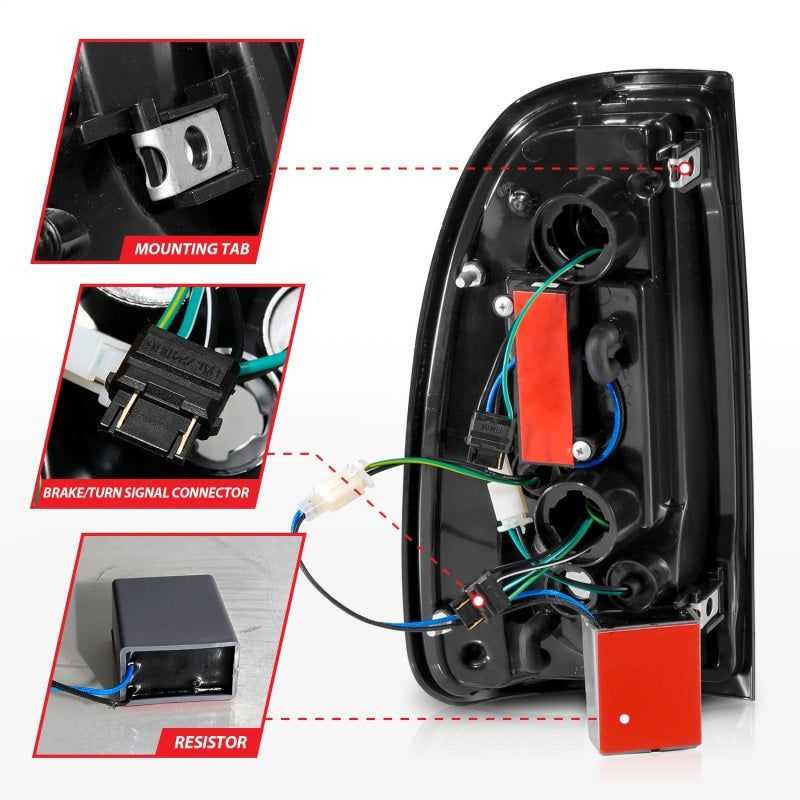 ANZO 00-06 Toyota Tundra (Std. Bed/Reg Cab) LED Taillights w/Light Bar Black Housing Smoke Lens - GTR Auto