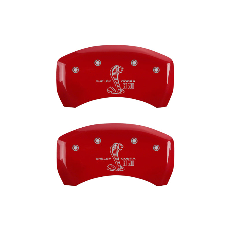 MGP Rear set 2 Caliper Covers Engraved Rear GT500 Shelby & Cobra Red finish silver ch - GTR Auto
