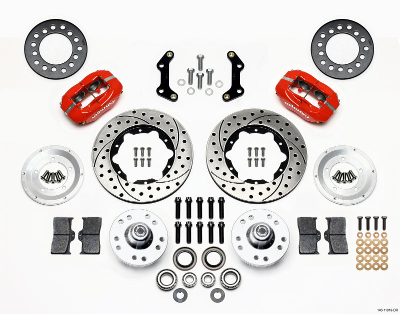 Wilwood Forged Dynalite Front Kit 11.00in Drilled Red 73-80 CDP A B E & F Body - GTR Auto