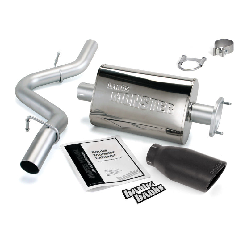 Banks Power 04-06 Jeep 4.0L Wrangler Monster Exhaust System - SS Single Exhaust w/ Black Tip - GTR Auto