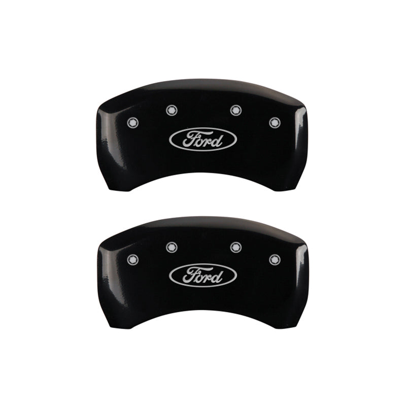 MGP 4 Caliper Covers Engraved Front & Rear Oval logo/Ford Black finish silver ch - GTR Auto