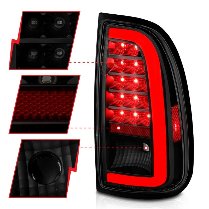 ANZO 00-06 Toyota Tundra (Std. Bed/Reg Cab) LED Taillights w/Light Bar Black Housing Smoke Lens - GTR Auto