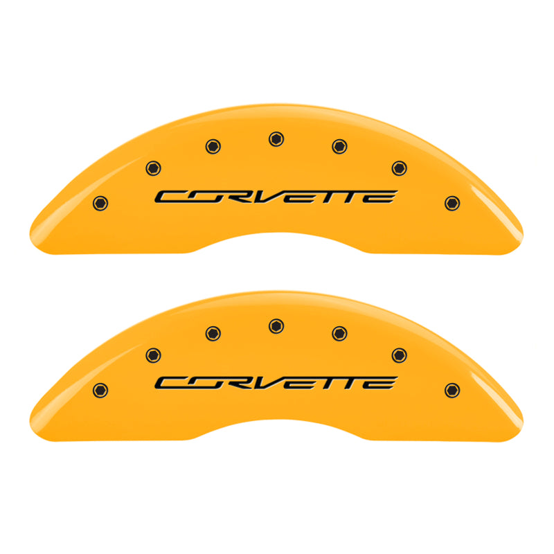 MGP 4 Caliper Covers Engraved Front Corvette C7 Engraved Rear Z51/2015 Yellow finish black ch - GTR Auto
