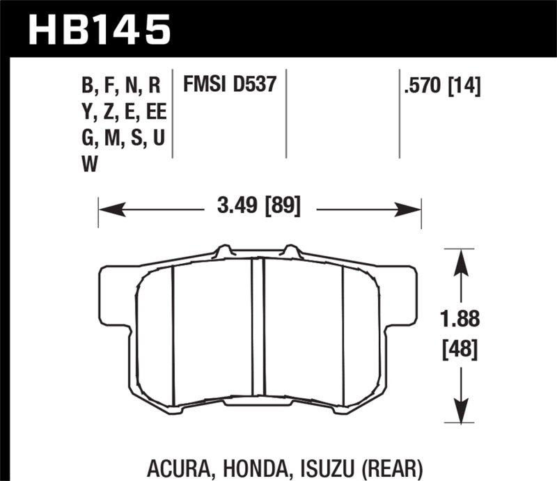 Hawk 1997-1997 Acura CL 2.2 HPS 5.0 Rear Brake Pads - GTR Auto