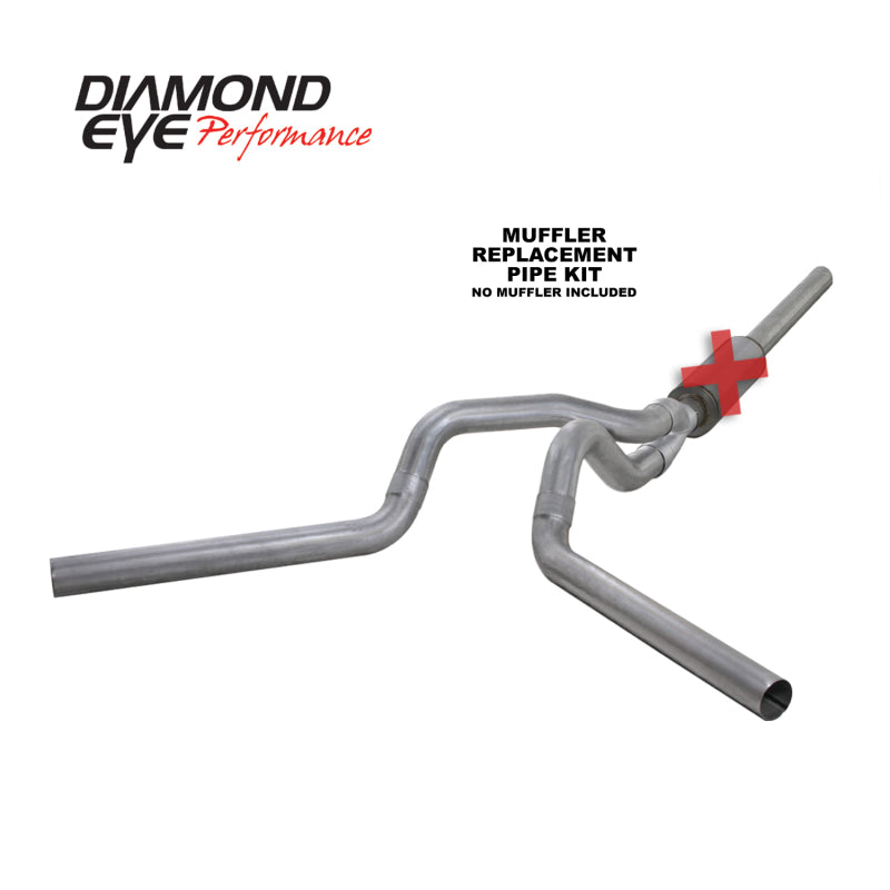 Diamond Eye KIT 4in Catback MFLR RPLCMENT PIPE DUAL AL: 2004.5-2007.5 DODGE CUMMINS 600 - GTR Auto