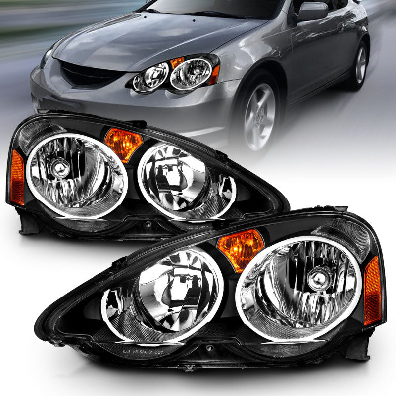 ANZO 2002-2004 Acura RSX Crystal Headlights Black - GTR Auto