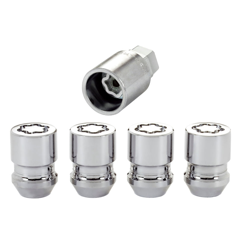 McGard Wheel Lock Nut Set - 4pk. (Cone Seat) 1/2-20 / 3/4 & 13/16 Dual Hex / 1.28in. Length - Chrome - GTR Auto