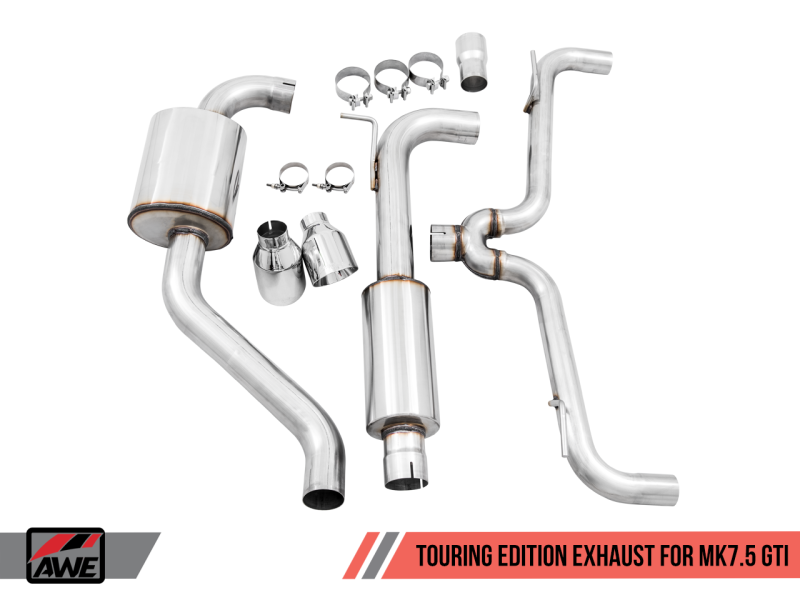 AWE Tuning Volkswagen GTI MK7.5 2.0T Touring Edition Exhaust w/Chrome Silver Tips 102mm - GTR Auto